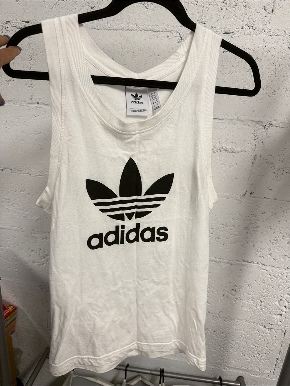 adidas White Tank Top with Black Trefoil Logo - Size Small - LIKE NEW